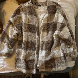 SHEIN plaid teddy jacket.